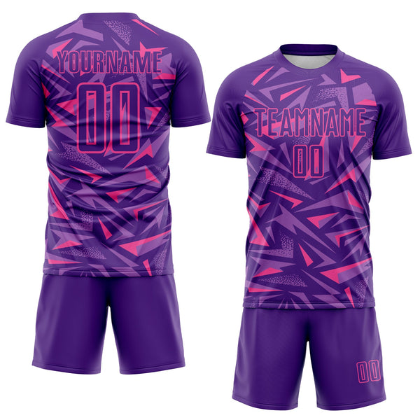 Custom Purple Pink-Medium Purple Cyber Mecha E-sport Geometric Shards Spike Sublimation Soccer Uniform Jersey alternate