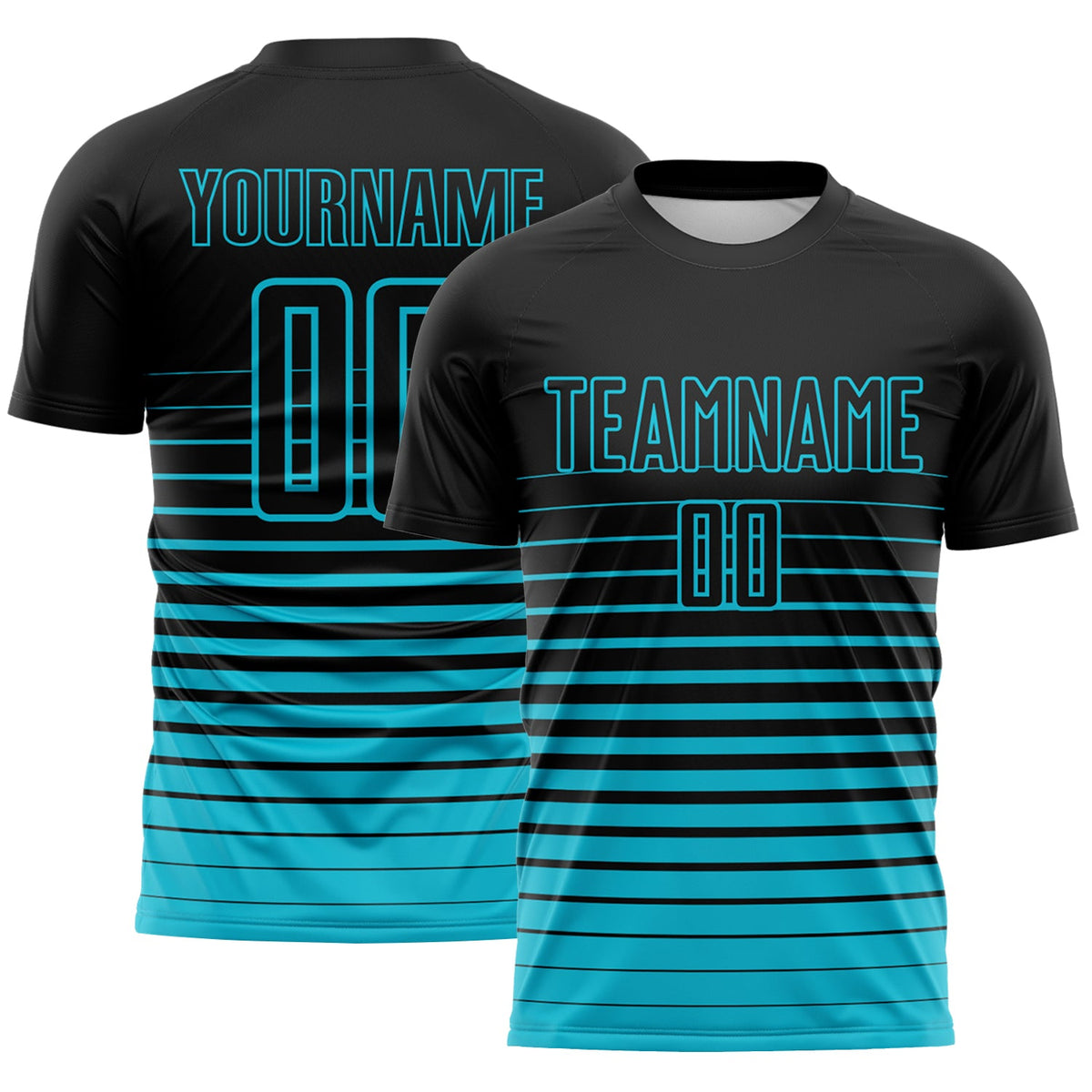 Custom Black Lakes Blue Gradient Pinstripe Sublimation Soccer Uniform Jersey