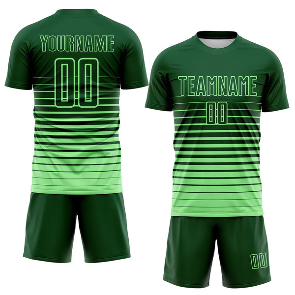Custom Green Pea Green Gradient Pinstripe Sublimation Soccer Uniform Jersey alternate