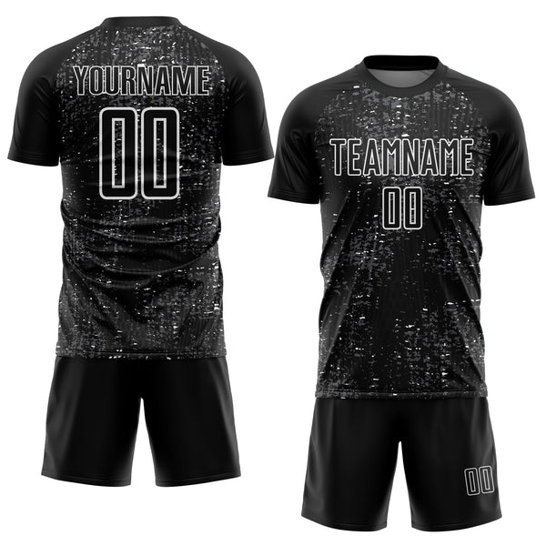 Custom Black Steel Gray-White France Speckle Sublimation Soccer Uniform Jersey alternate