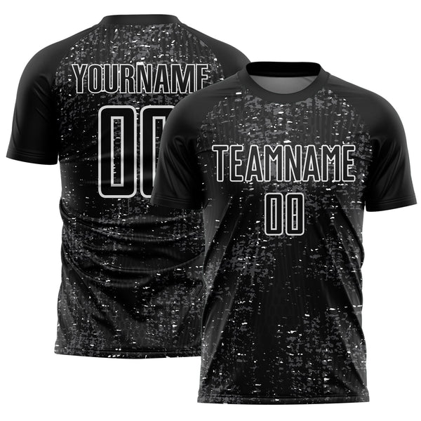 Custom Black Steel Gray-White France Speckle Sublimation Soccer Uniform Jersey