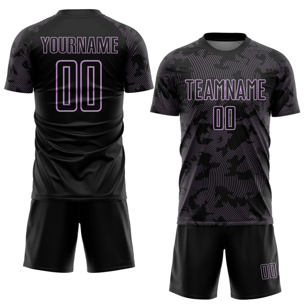 Custom Black-Light Purple Curve Lines Sublimation Soccer Uniform Jersey alternate