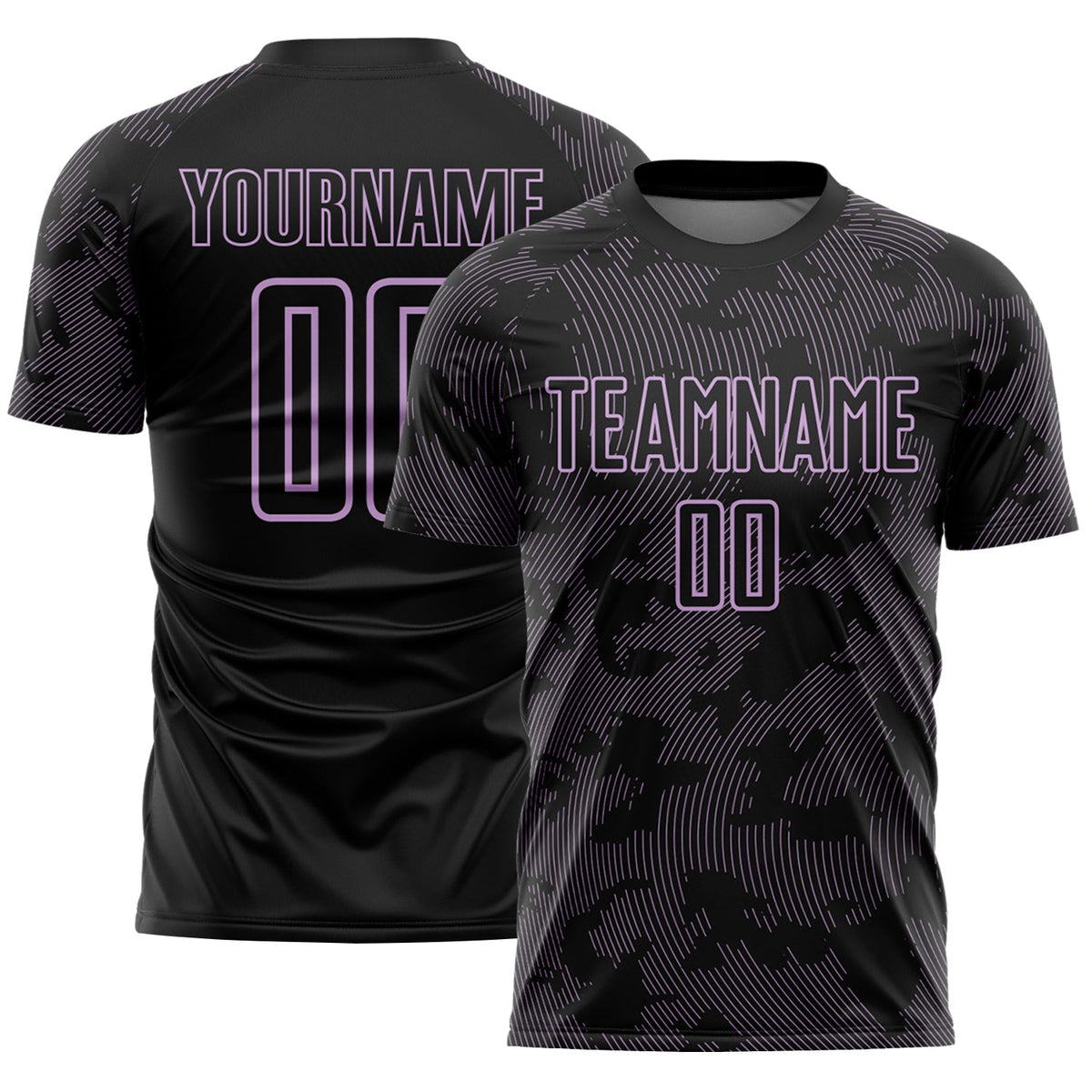 Custom Black-Light Purple Curve Lines Sublimation Soccer Uniform Jersey