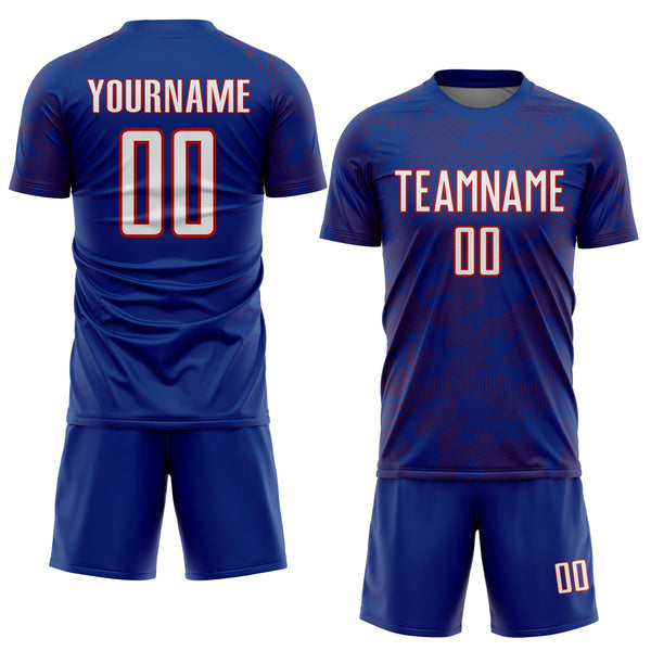 Custom Royal White-Red Curve Lines Sublimation Soccer Uniform Jersey alternate