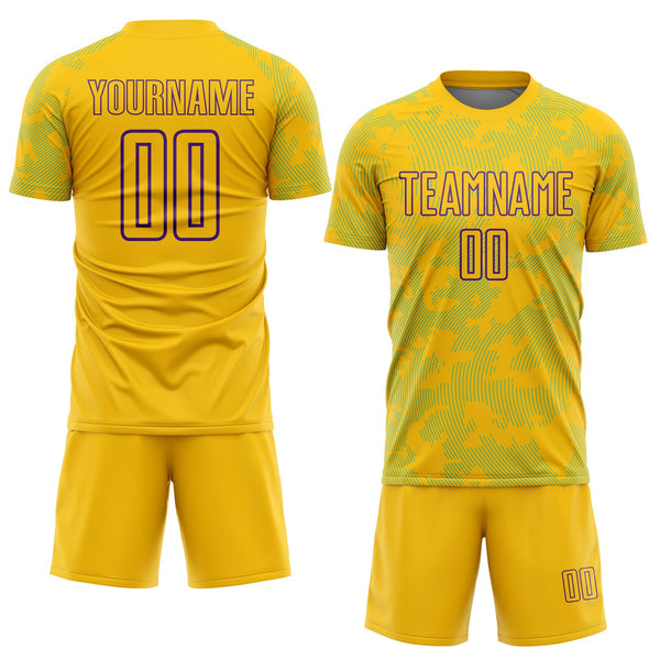 Custom Yellow Lakes Blue-Purple Curve Lines Sublimation Soccer Uniform Jersey alternate