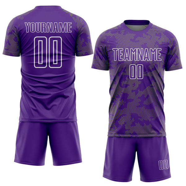 Custom Purple Neon Green-White Curve Lines Sublimation Soccer Uniform Jersey alternate