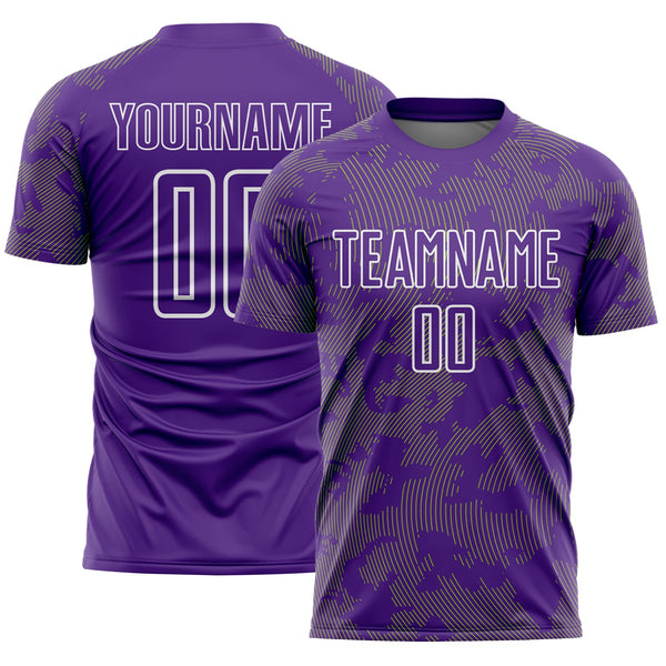 Custom Purple Neon Green-White Curve Lines Sublimation Soccer Uniform Jersey