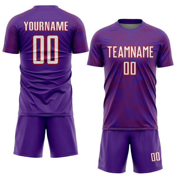 Custom Purple White-Red Curve Lines Sublimation Soccer Uniform Jersey alternate