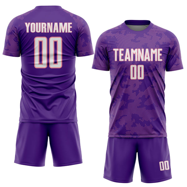 Custom Purple White-Medium Pink Curve Lines Sublimation Soccer Uniform Jersey alternate
