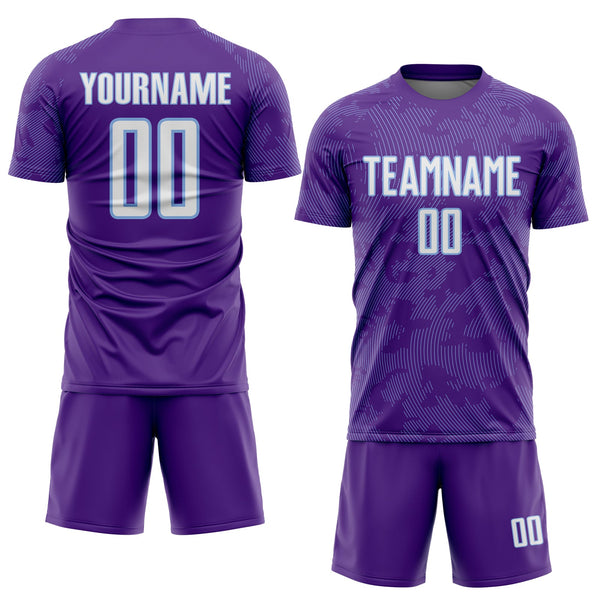 Custom Purple White-Light Blue Curve Lines Sublimation Soccer Uniform Jersey alternate