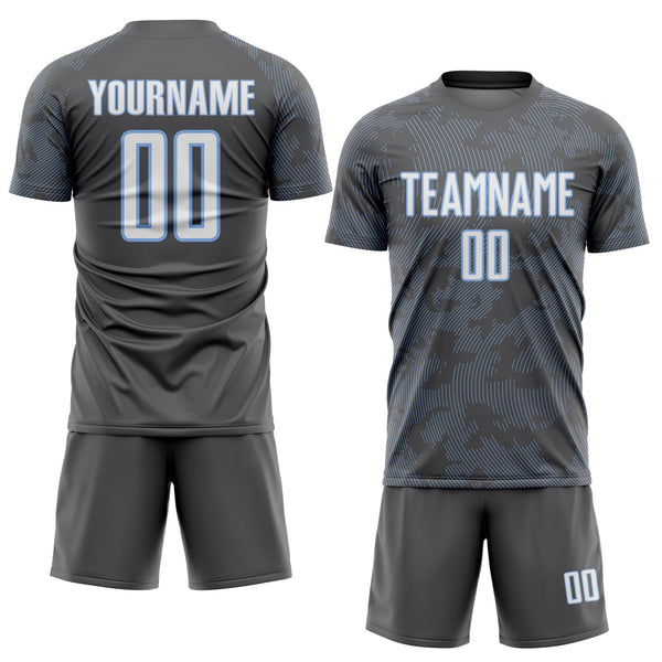 Custom Steel Gray White-Light Blue Curve Lines Sublimation Soccer Uniform Jersey alternate