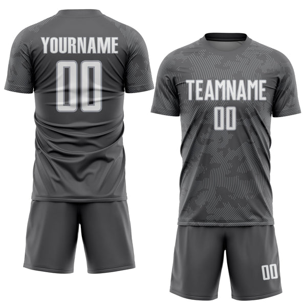 Custom Steel Gray White-Gray Curve Lines Sublimation Soccer Uniform Jersey alternate