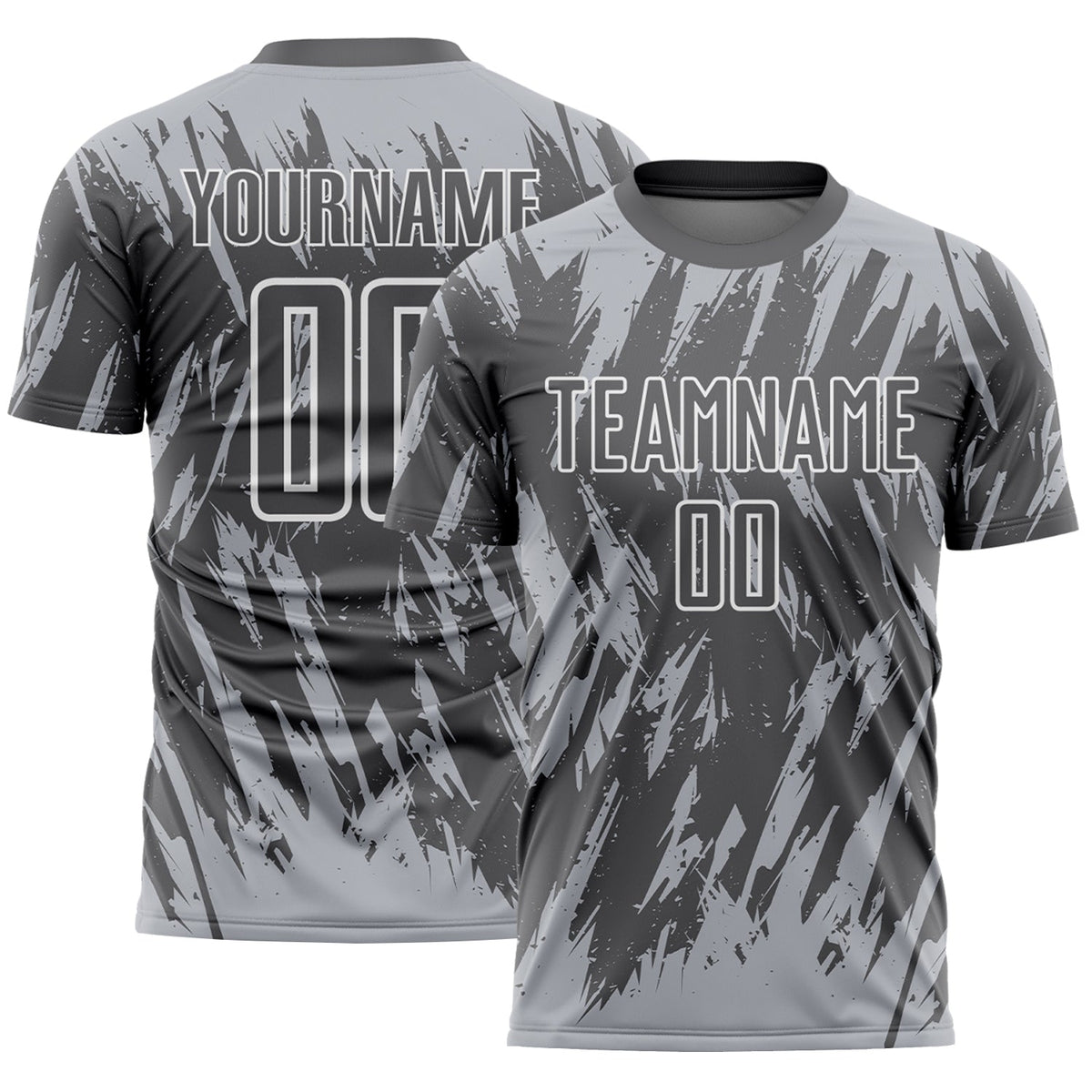 Custom Steel Gray Gray-White Splatter Torn Sharp Brush Stroke Sublimation Soccer Uniform Jersey