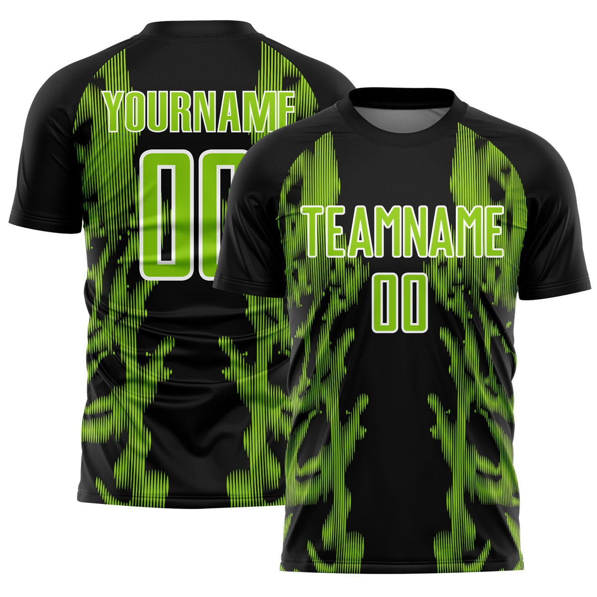 Custom Black Neon Green-White Brasil Digital Lines Sublimation Soccer Uniform Jersey