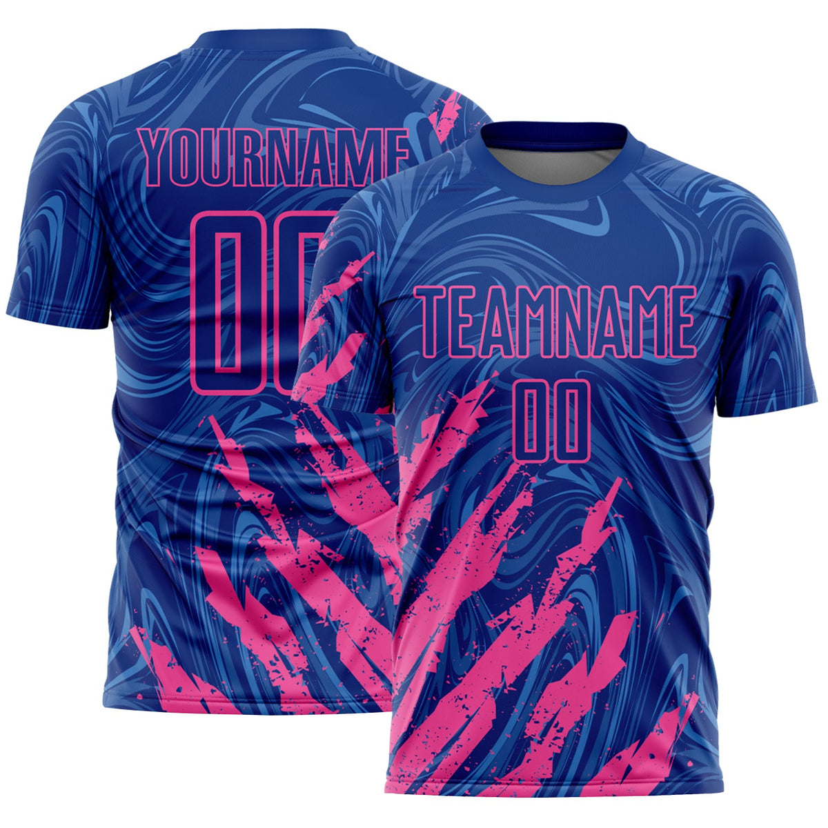 Custom Royal-Pink Brush Stroke Splatter Liquid Swirl Sublimation Soccer Uniform Jersey