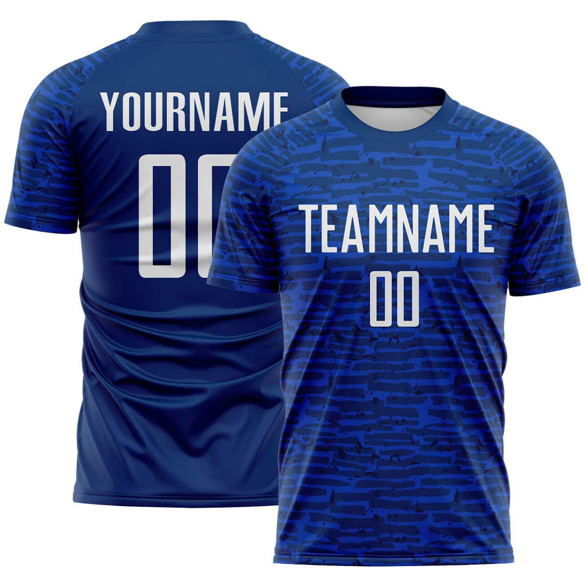 Custom US Navy Blue-White Distressed Fragment Brush Stroke Sublimation Soccer Uniform Jersey