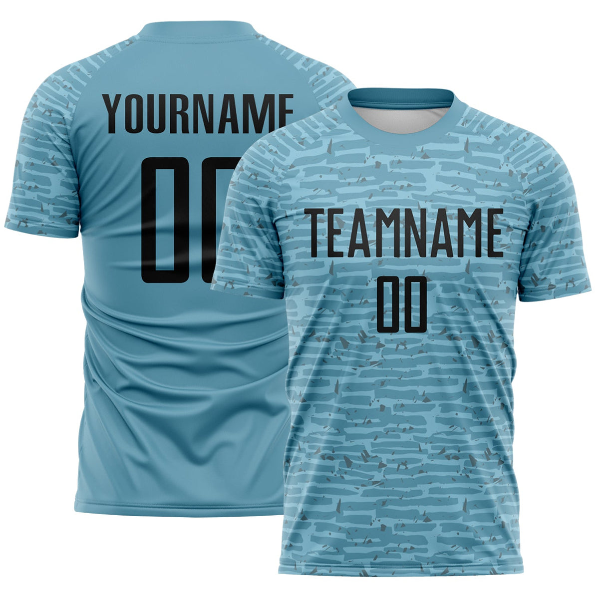 Custom Shadow Blue-Black Distressed Fragment Brush Stroke Sublimation Soccer Uniform Jersey