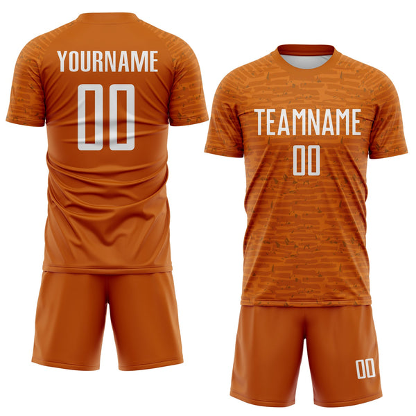 Custom Texas Orange-White Distressed Fragment Brush Stroke Sublimation Soccer Uniform Jersey alternate