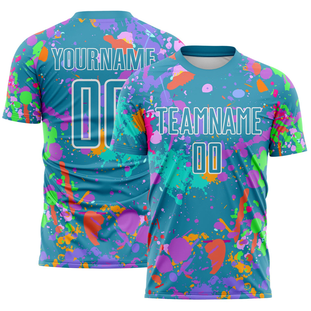 Custom Graffiti Pattern Panther Blue-White Paint Splatter Sublimation Soccer Uniform Jersey