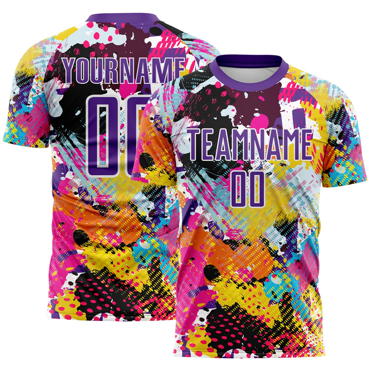 Custom Graffiti Pattern Purple-White Paint Splatter Sublimation Soccer Uniform Jersey