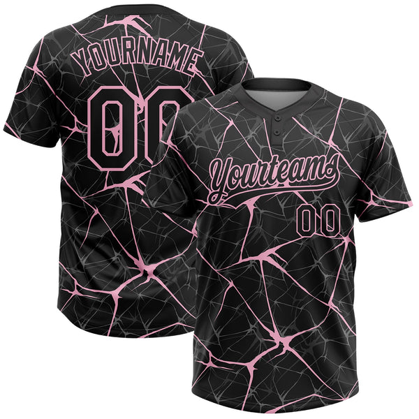 Custom Black Light Pink  Abstract Network Two-Button Unisex Softball Jersey