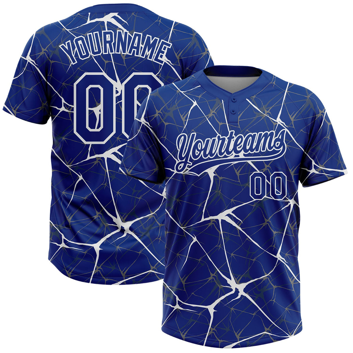Custom Royal White  Abstract Network Two-Button Unisex Softball Jersey