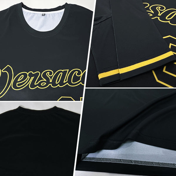 Custom Black Black-Old Gold Performance T-Shirt alternate