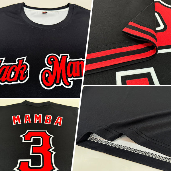Custom Black Red-White Performance T-Shirt alternate