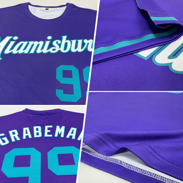 Custom Purple Teal-White Performance T-Shirt alternate