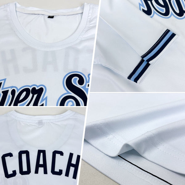 Custom White Navy-Powder Blue Performance T-Shirt alternate