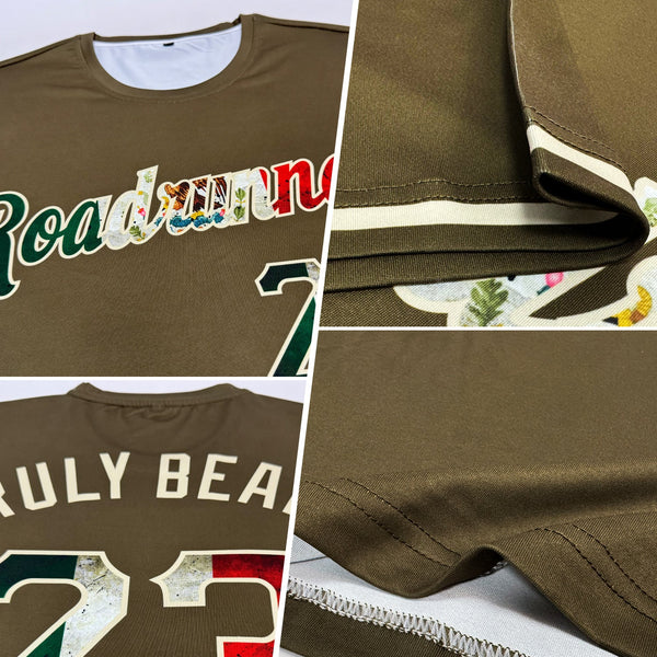 Custom Olive Vintage Mexican Flag-City Cream Performance Salute To Service T-Shirt alternate