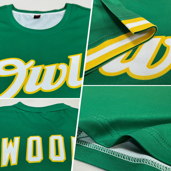 Custom Kelly Green White-Gold Performance T-Shirt alternate