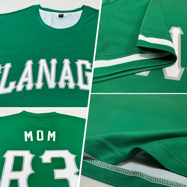 Custom Kelly Green White-Gray Performance T-Shirt alternate