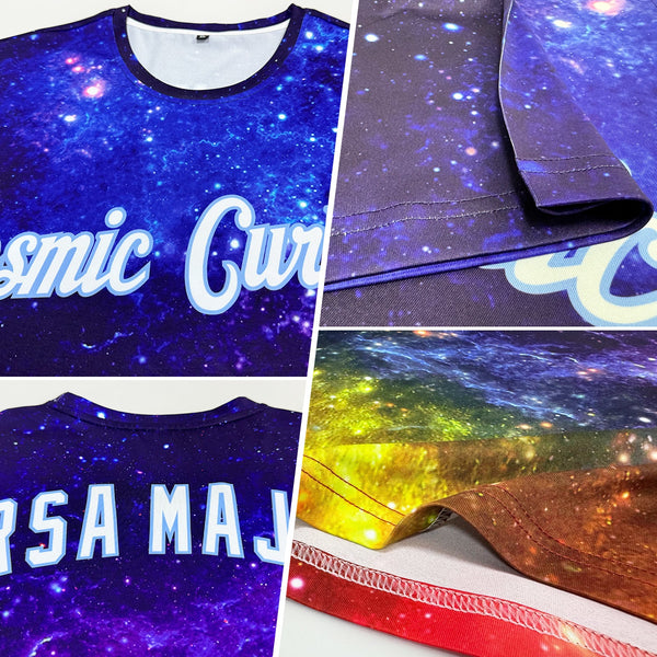 Custom Galactic White-Light Blue 3D Performance T-Shirt alternate