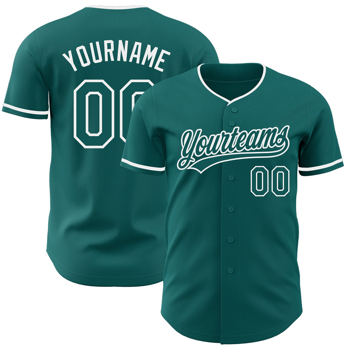 Custom Teal-White Authentic Baseball Jersey