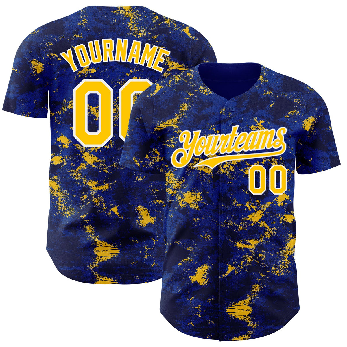 Custom Tie Dye Yellow-White Authentic Baseball Jersey