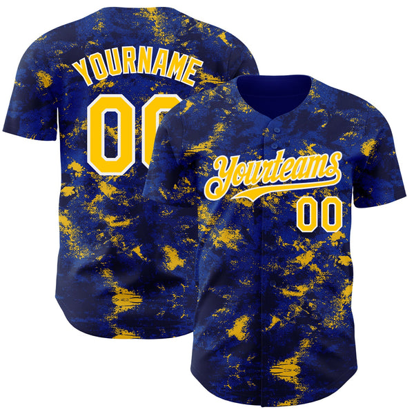 Custom Tie Dye Yellow-White Authentic Baseball Jersey