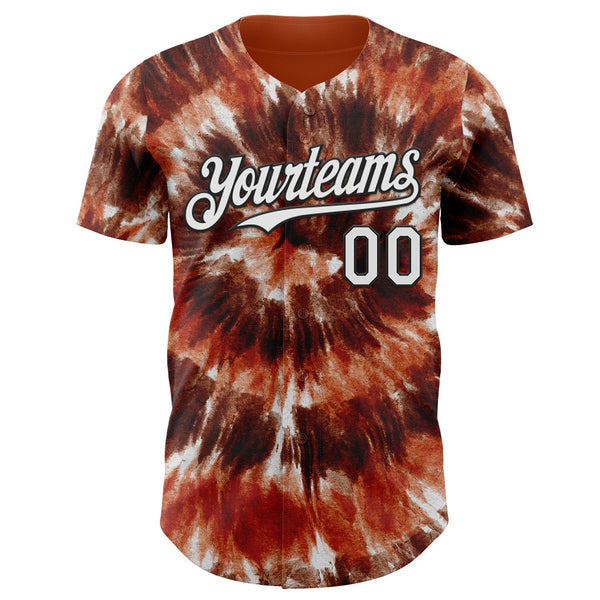 Custom Tie Dye White-Black Shibori Pattern Authentic Baseball Jersey alternate