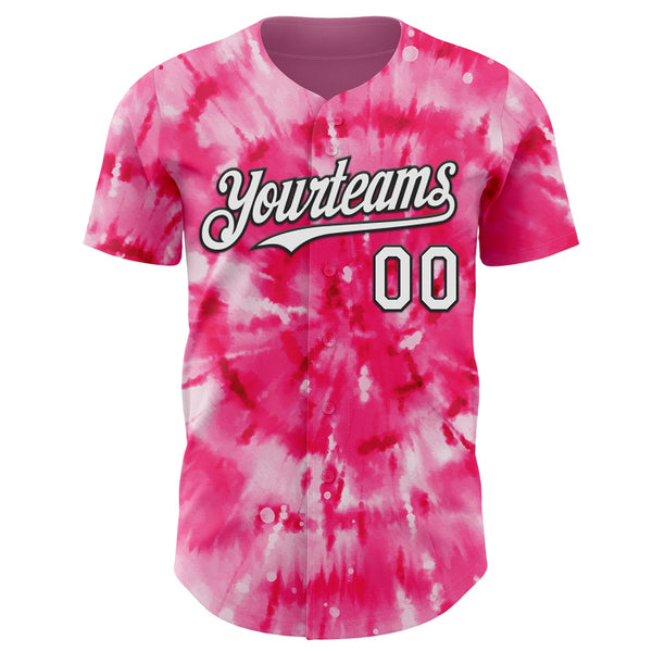 Custom Tie Dye White-Black Shibori Pattern Authentic Baseball Jersey alternate