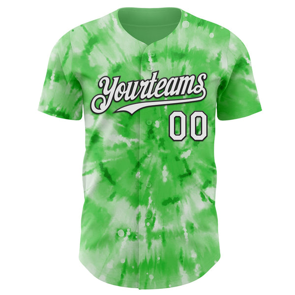 Custom Tie Dye White-Black Shibori Pattern Authentic Baseball Jersey alternate