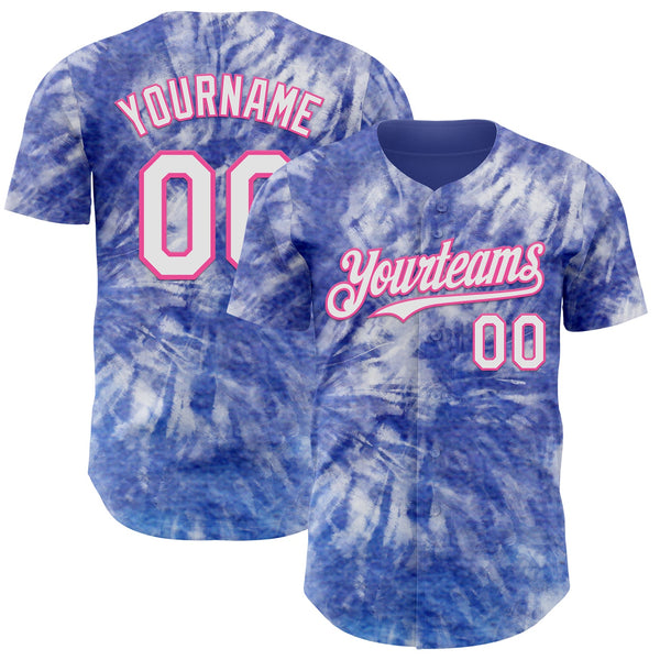 Custom Tie Dye White-Pink Shibori Pattern Authentic Baseball Jersey