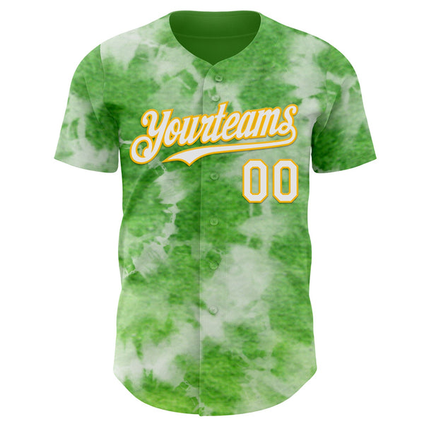 Custom Tie Dye White-Gold Shibori Pattern Authentic Baseball Jersey alternate