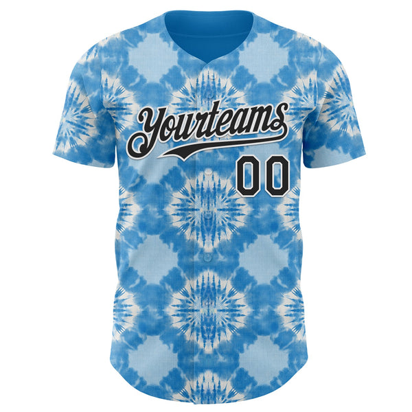 Custom Tie Dye Black-White Shibori Pattern Authentic Baseball Jersey alternate