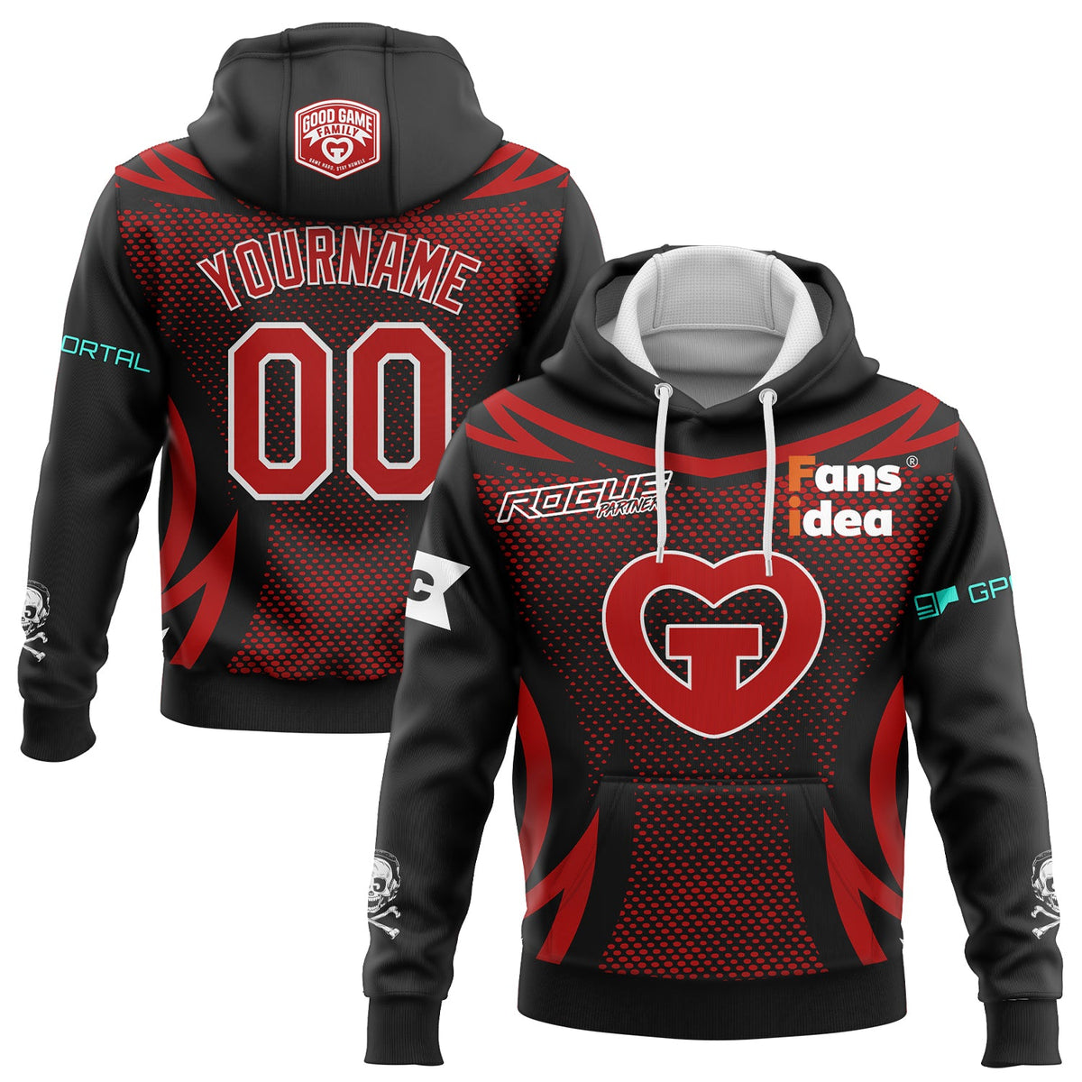 Custom Black Red-White Good Game Family Community Rocket League Sports Pullover Sweatshirt Hoodie