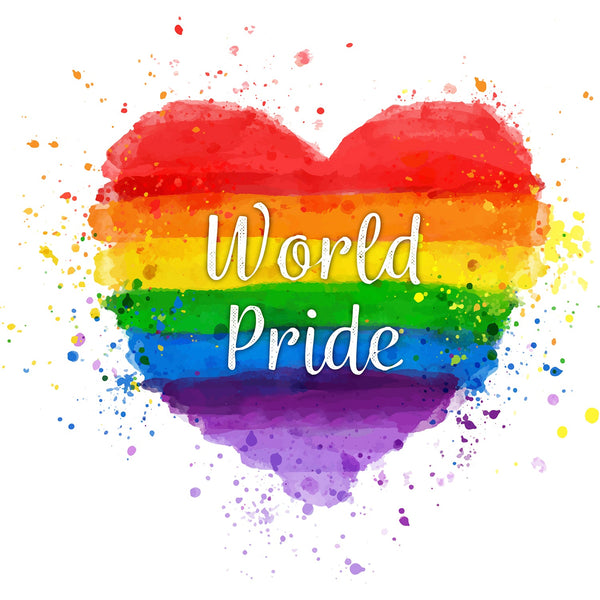 Custom White Purple-Orange Rainbow Colored Heart For World Pride LGBT Performance T-Shirt alternate