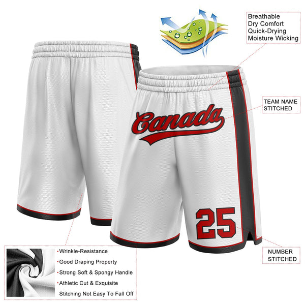 Custom White Red-Black Authentic Basketball Shorts alternate