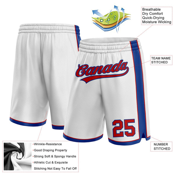 Custom White Red-Royal Authentic Basketball Shorts alternate