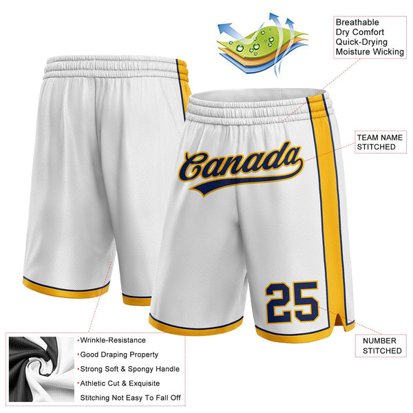 Custom White Navy-Gold Authentic Basketball Shorts alternate