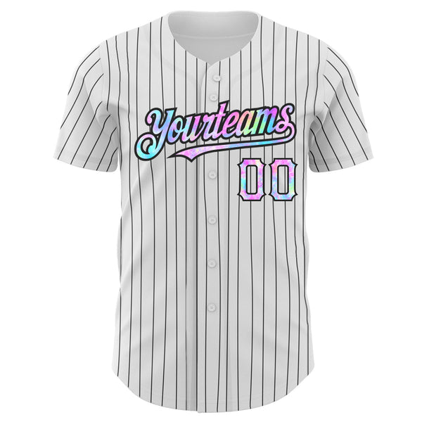 Custom White Black Pinstripe Tie Dye Authentic Baseball Jersey alternate