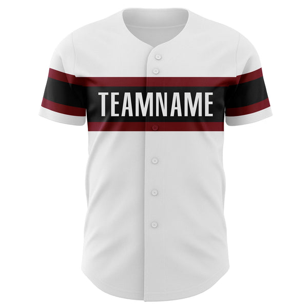 Custom White Vintage USA Flag Black-Maroon Authentic Baseball Jersey alternate
